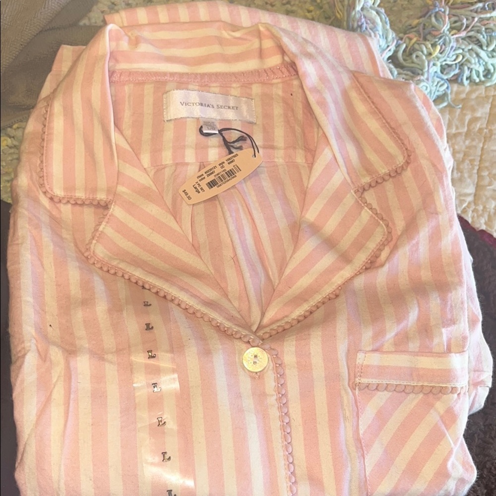 Victoria's Secret Light Pink Striped Pajama Set